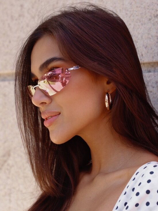 Miu Miu Women Sunglasses Silver Pink Wraparound MUA50S 1BC70J NEW AUTHENTIC main image 10